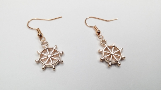 Steuerrad Ohrringe rosegoldfarben maritim